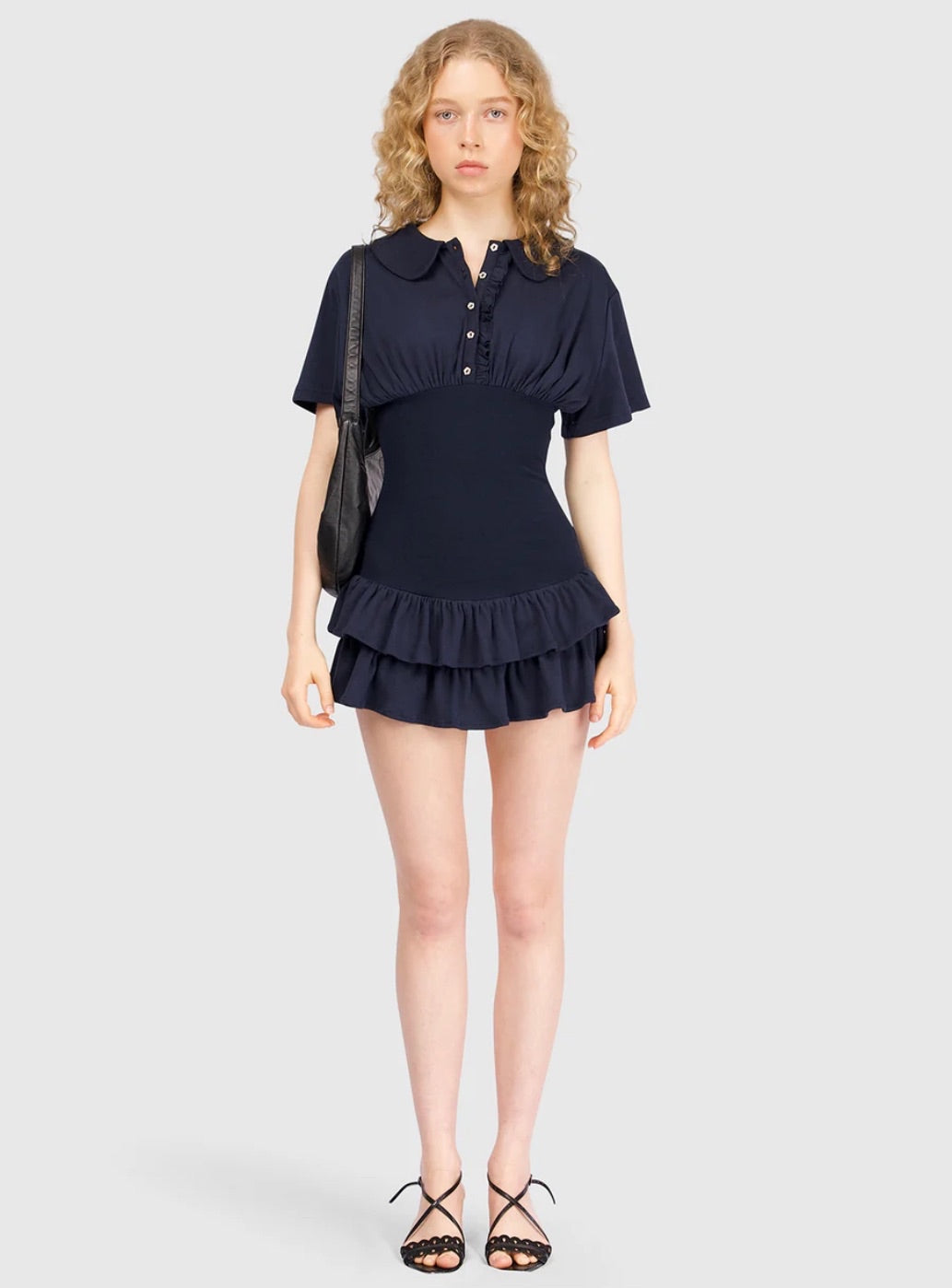 Collar Fitted Frill Dress