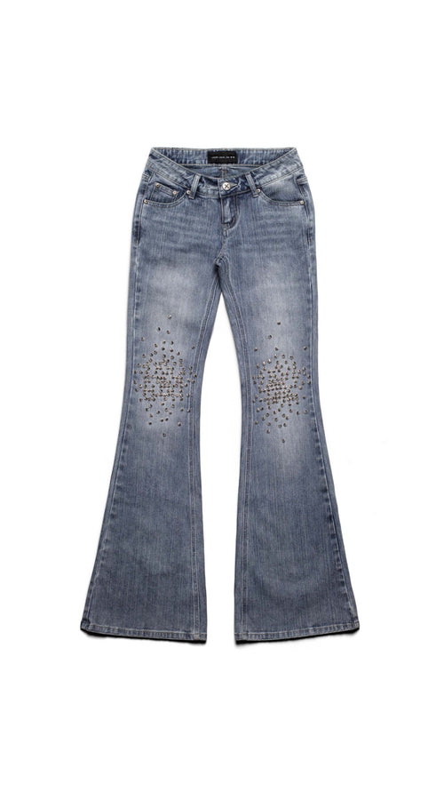 Flared Spiked Denim Jeans